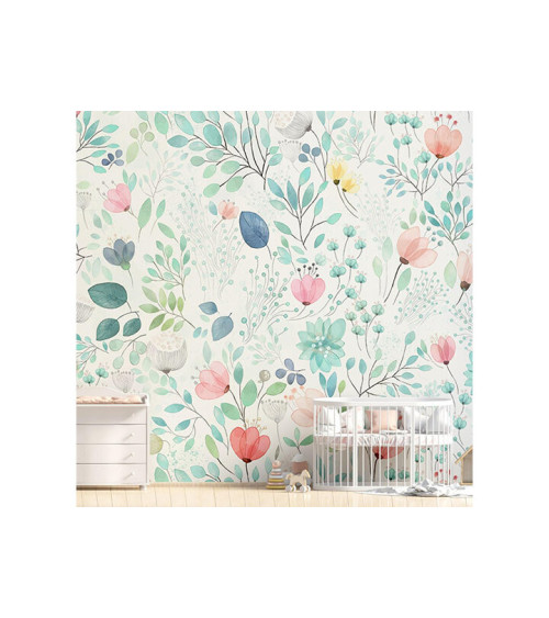 Wall Mural "Flowers watercolor" buy with delivery in Ukraine in the Luxury Textile store
